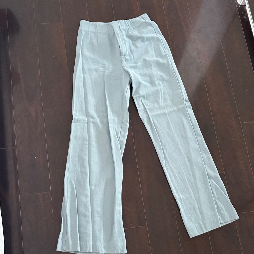 Zara Light Blue Wide-Leg Trousers Size S